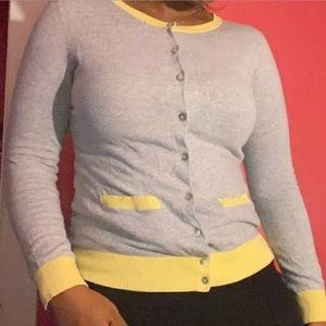 Lemon and grey button up sweater
